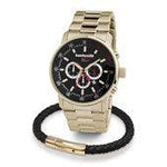 Armband Geflochtenes Leder Schwarz/Gold 21 cm - Lambretta Watches - Lambrettawatches