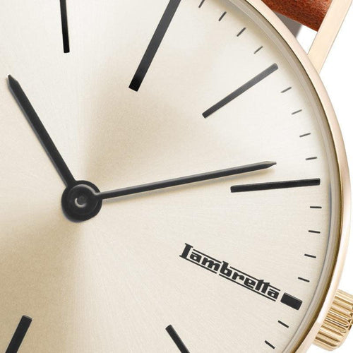 Cesare 42 Leder Gold Creme Cognac - Lambretta Watches - Lambrettawatches