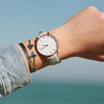 Classico 36 Leder Rosegold Weiß Grau - Lambretta Watches - Lambrettawatches