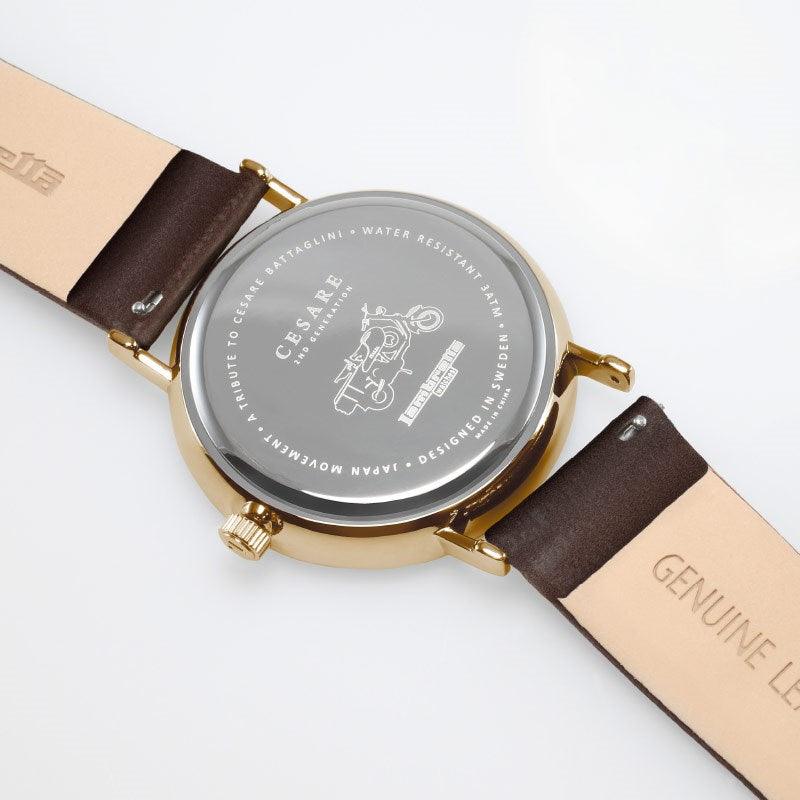 Cesare 42 Gold Weißbraun - Limitierte Auflage - Lambretta Watches - Lambrettawatches